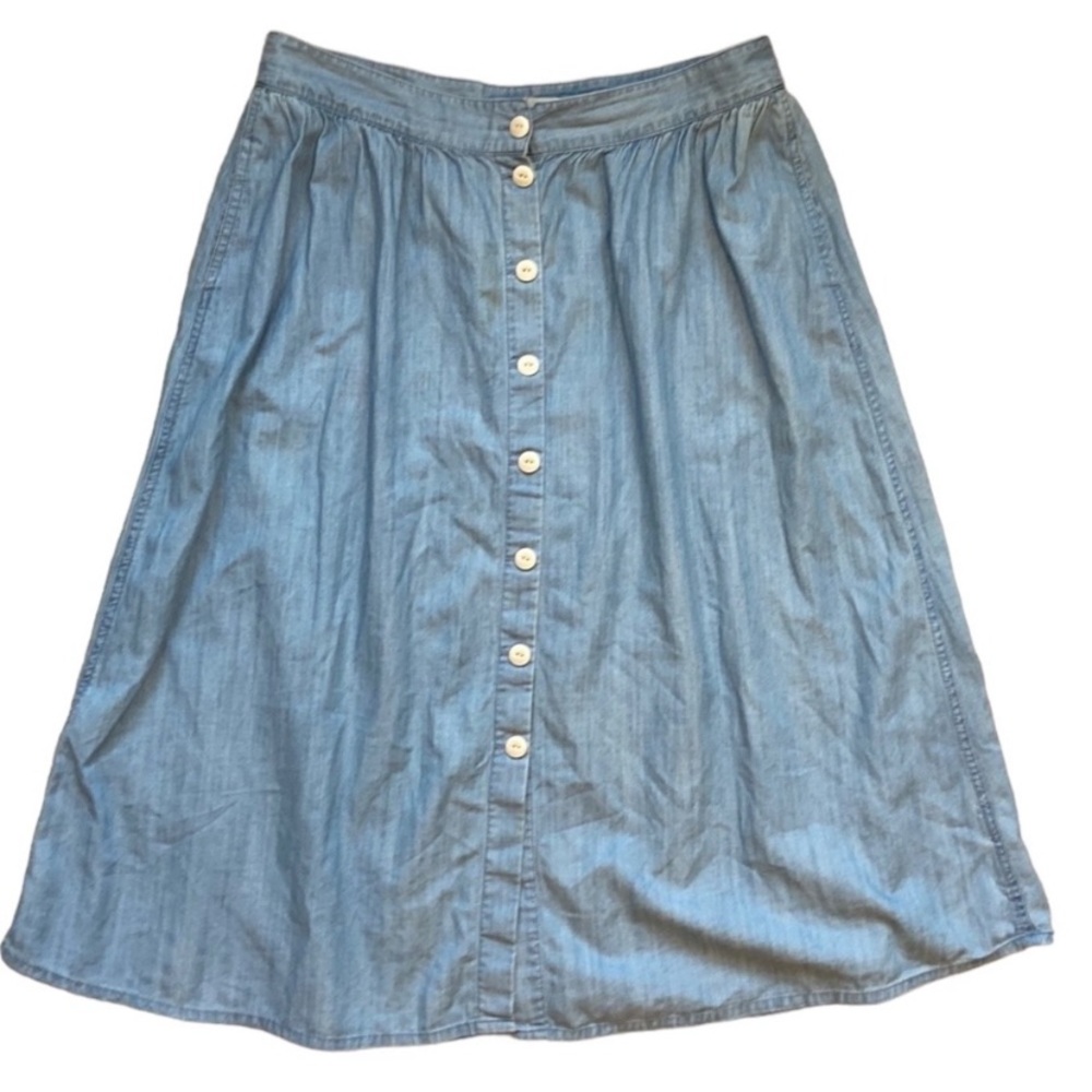 Chambray Skirt w Button Front